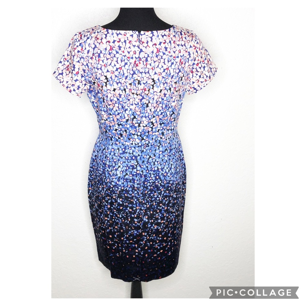 Talbots white pink blue floral ombre short sleeve sheath dress size 6 Petite 6P - Picture 16 of 16